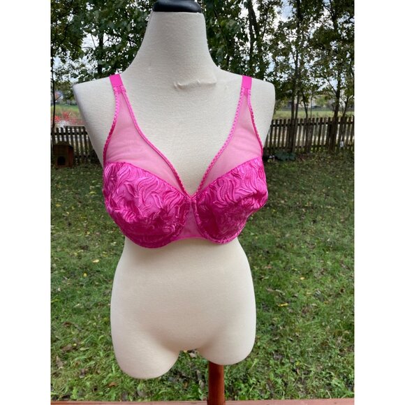 Playtex Underwire Bra Size 40DD Raspberry Embroidered - Picture 1 of 11